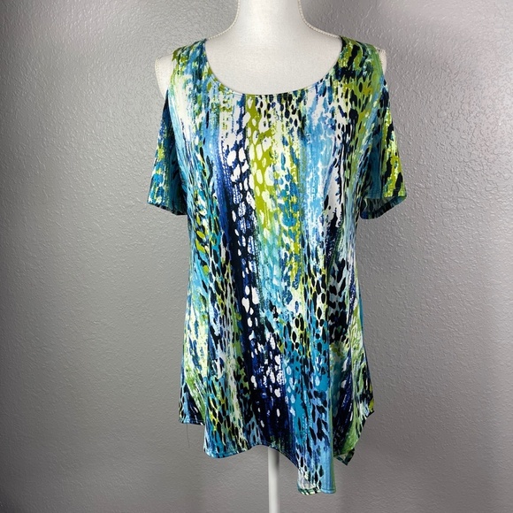Women's Slinky Brand Multi color abstract blouse / top size Mediuum - Picture 9 of 11